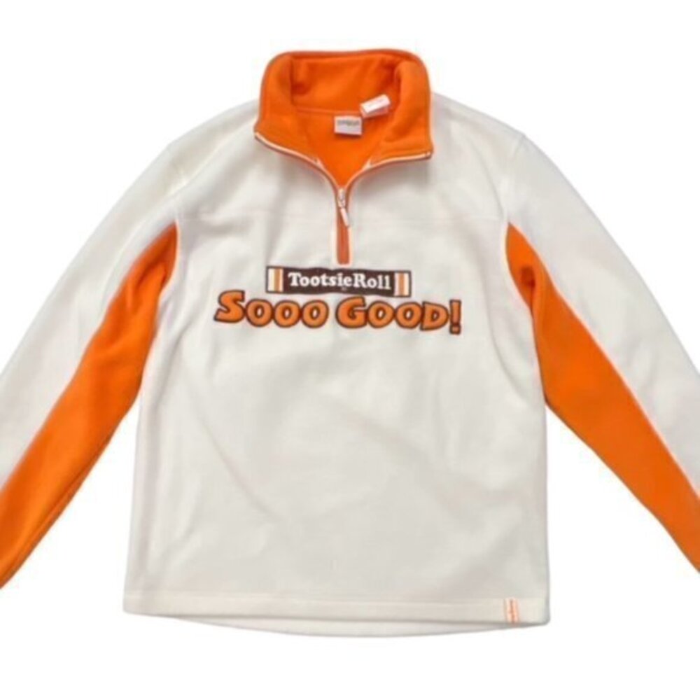 SALE!! 2 for $15 Tootsie Roll Women Small White Orange Fleece Qtr Zip Pullover‎